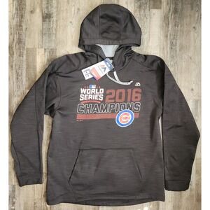 Majestic Hoodie Mens Large Grey Chicago Cubs 2016 World Series Champions NWT